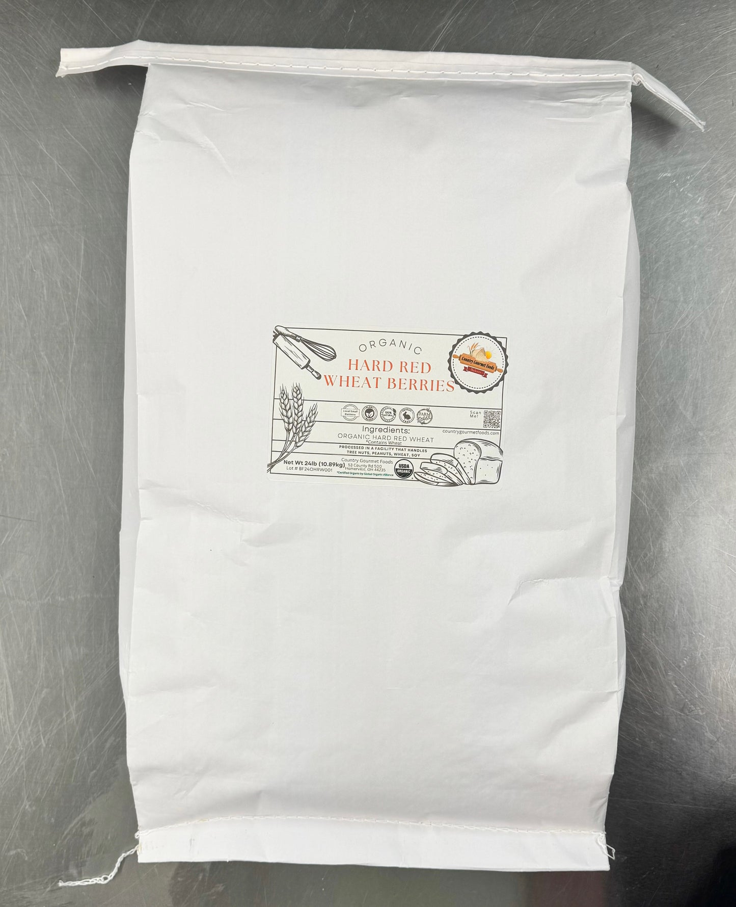 Organic, Hard Red Spring Wheat Berries, Hi Gluten, Glyphosate Free.