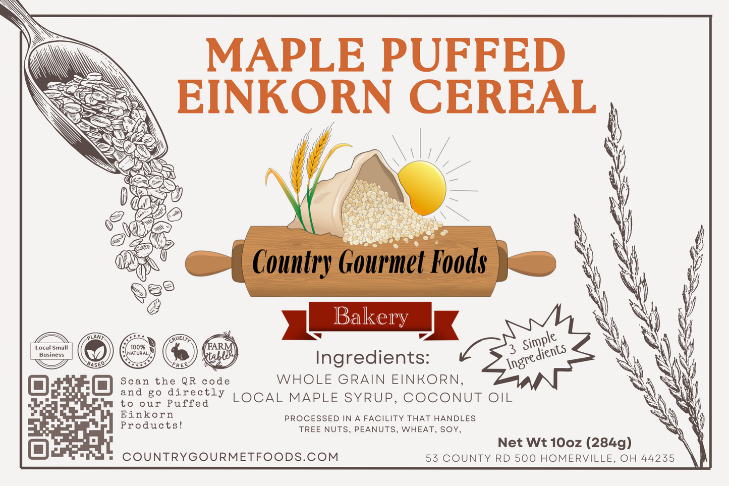 Maple Puffed Einkorn Cereal