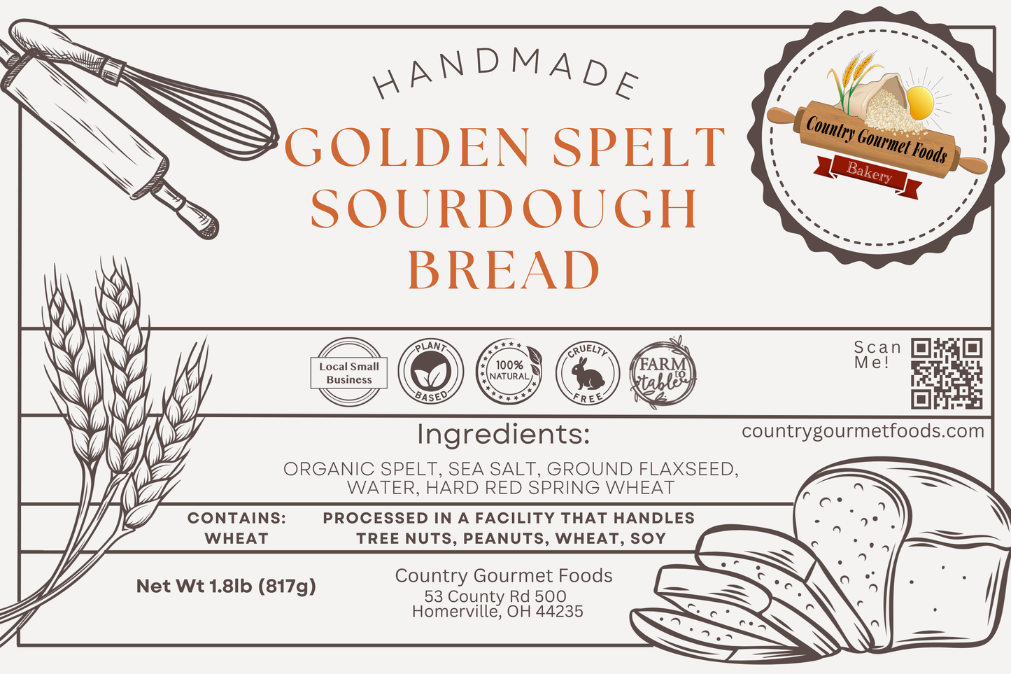 
                  
                    Golden Spelt Sourdough Bread
                  
                